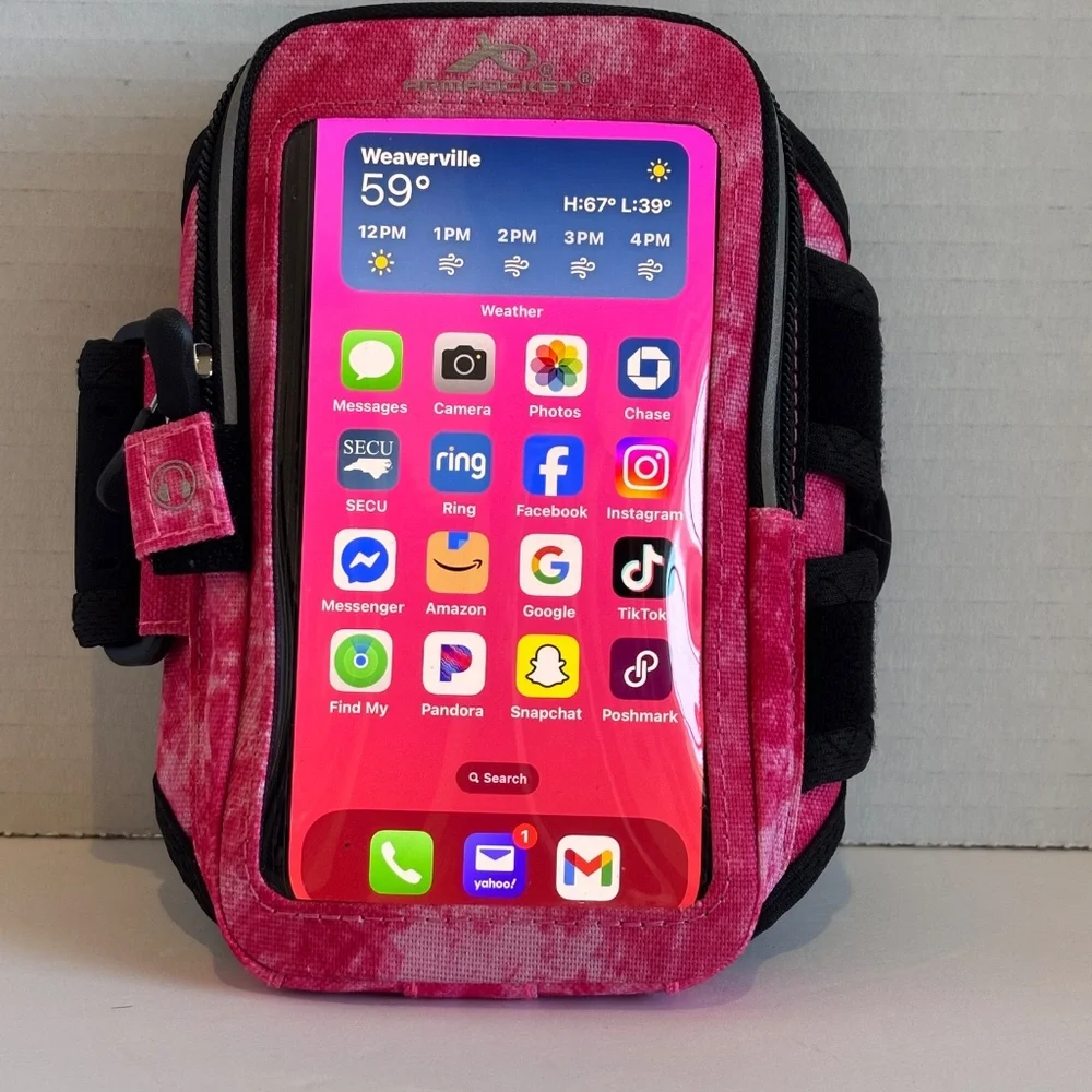 Armpocket X Cell Phone Armband Pink w/ Black Strap